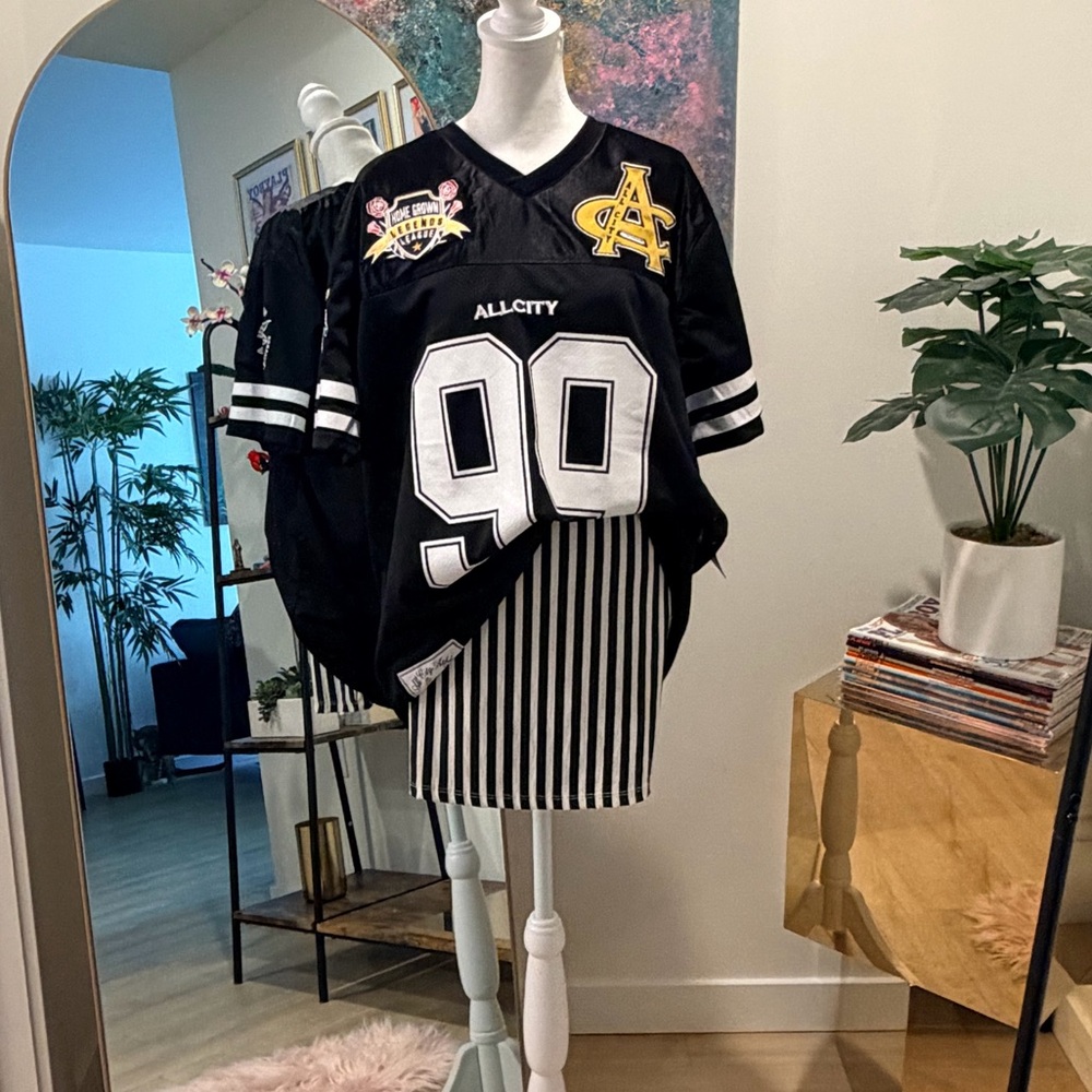 Brooklyn Cloth Fashion Nova Black Mesh All City Jersey with Rose detail size XL